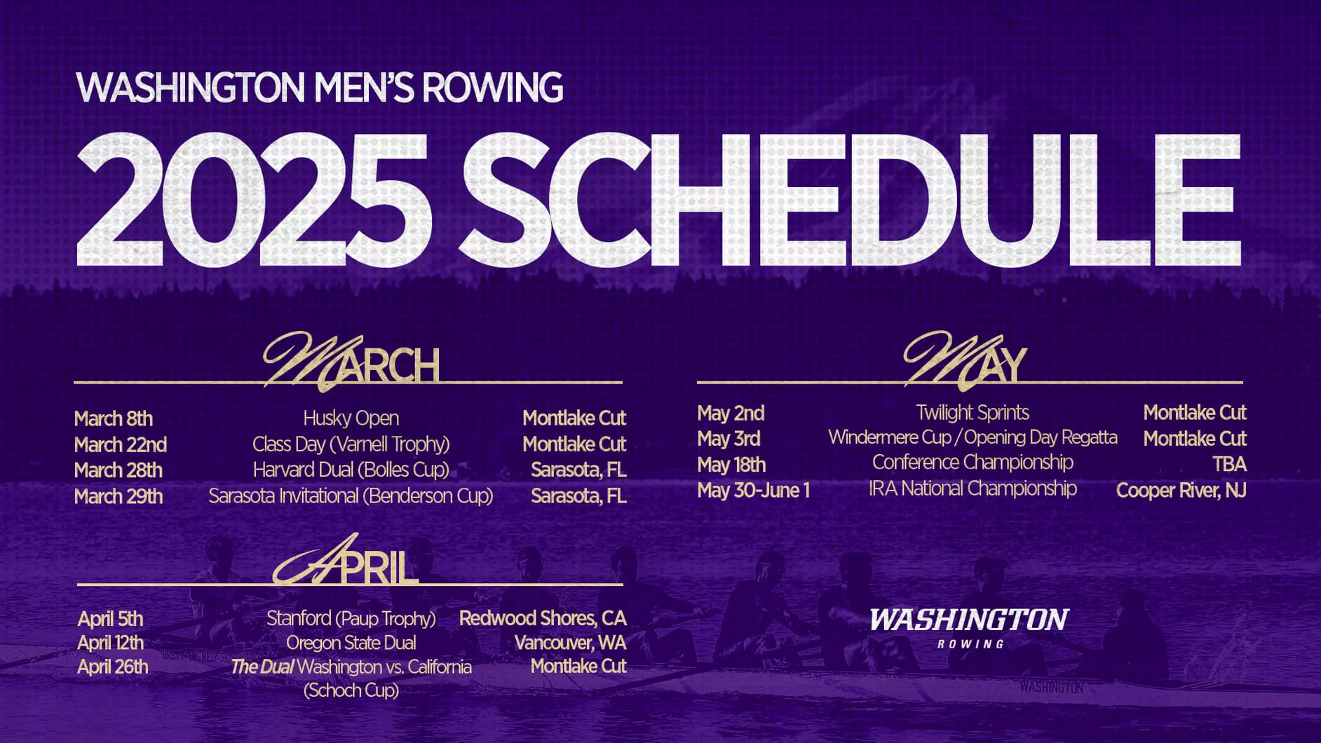 Defendiing IRA Champs Announce 2025 Men's Rowing Schedule